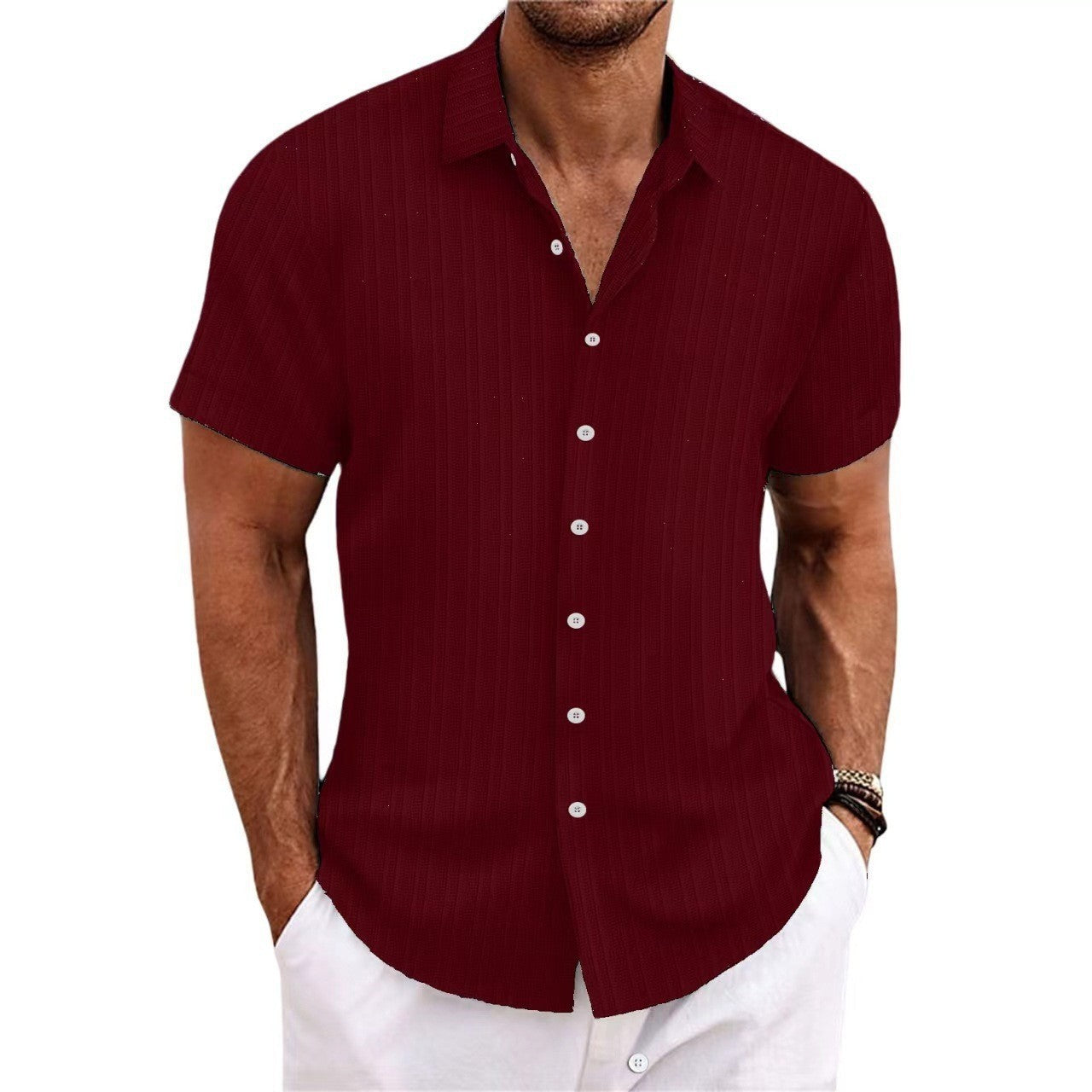 Men's Summer Casual Feel Short Sleeve Button Shirt✨