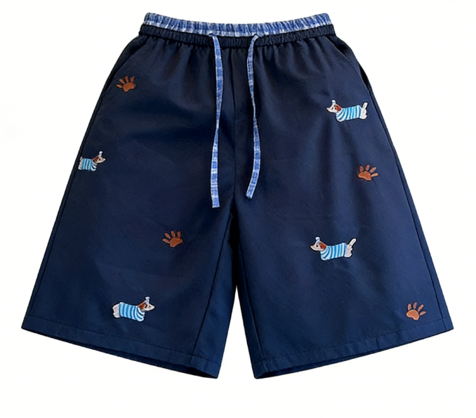 Cute Cartoon Dog Embroidery Oversized Sweatpants 🐶
