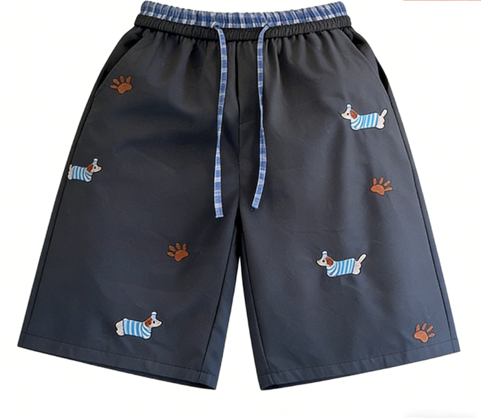 Cute Cartoon Dog Embroidery Oversized Sweatpants 🐶