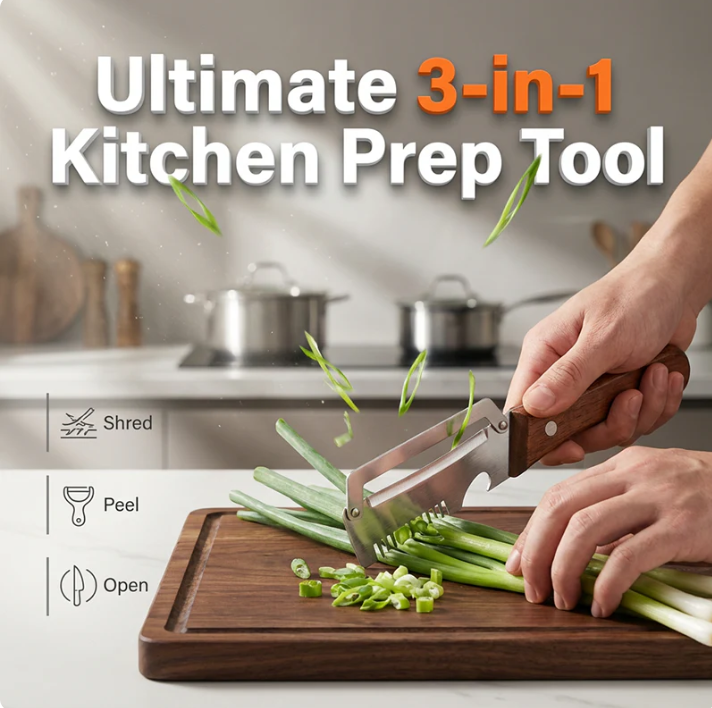 🎁3-in-1 Scallion Shredder & Peeler Kitchen Tool