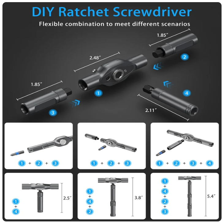 🔥24-in-1 Transforming Ratchet Wrench & Screwdriver Set