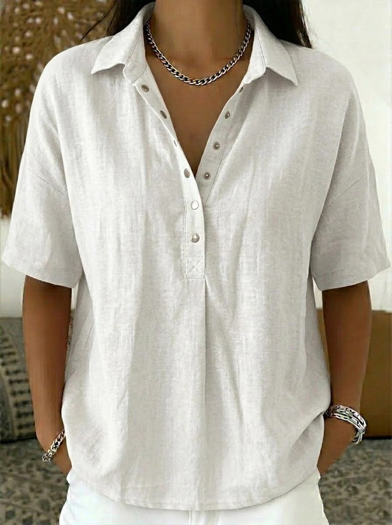 ✨ Viral Women’s Henley Top | Sleeve Collared Button Shirt