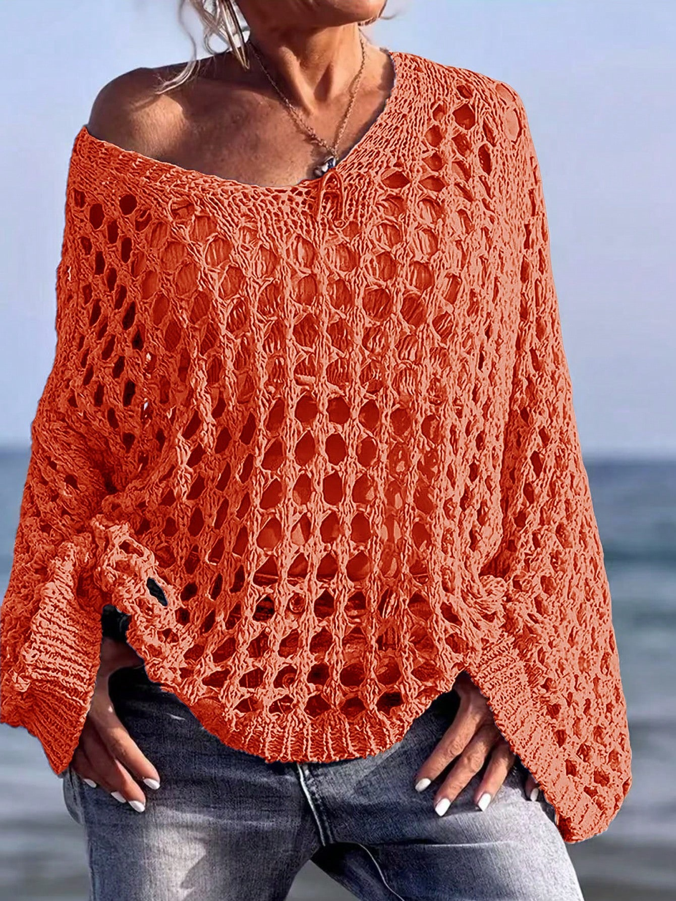 👚 50% OFF NOW! 🌸 Women's Crochet Knit Top – Stylish Open-Knit, Relaxed Fit & Breathable ☀️