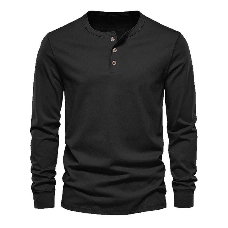🔥Men's Classic Henley Long Sleeve Shirt, Casual Slim Fit Button Crew Neck Tee