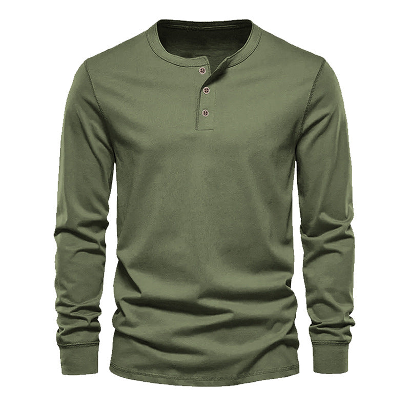 🔥Men's Classic Henley Long Sleeve Shirt, Casual Slim Fit Button Crew Neck Tee