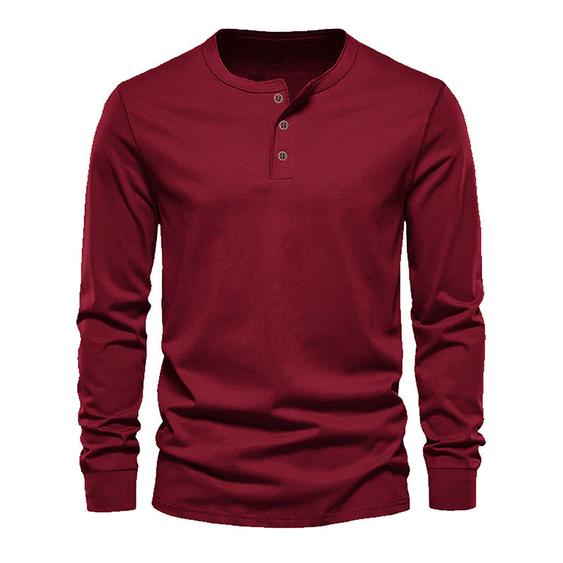 🔥Men's Classic Henley Long Sleeve Shirt, Casual Slim Fit Button Crew Neck Tee