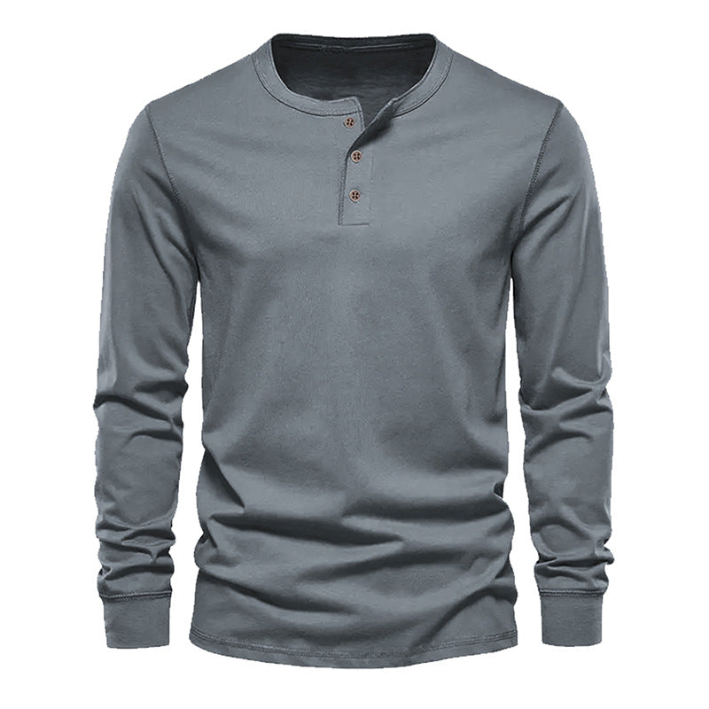 🔥Men's Classic Henley Long Sleeve Shirt, Casual Slim Fit Button Crew Neck Tee