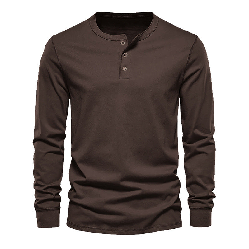 🔥Men's Classic Henley Long Sleeve Shirt, Casual Slim Fit Button Crew Neck Tee