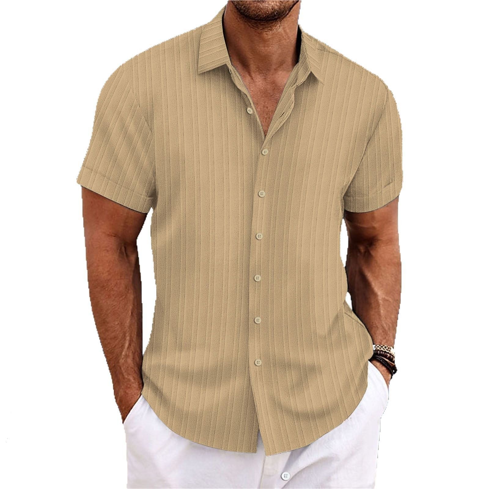 Men's Summer Casual Feel Short Sleeve Button Shirt✨