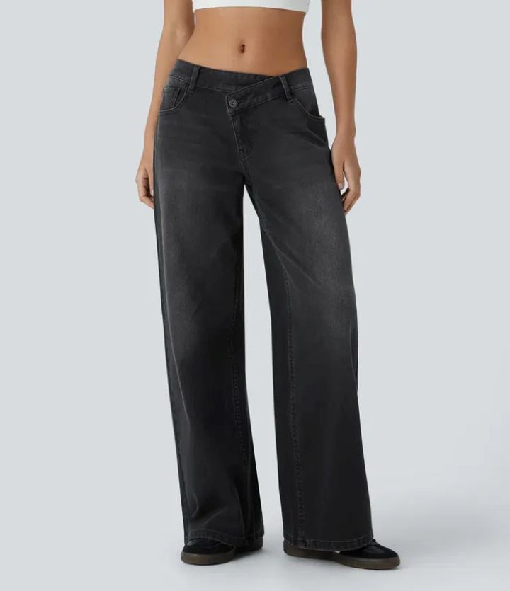 Asymmetric Low Rise Wide Jeans👖
