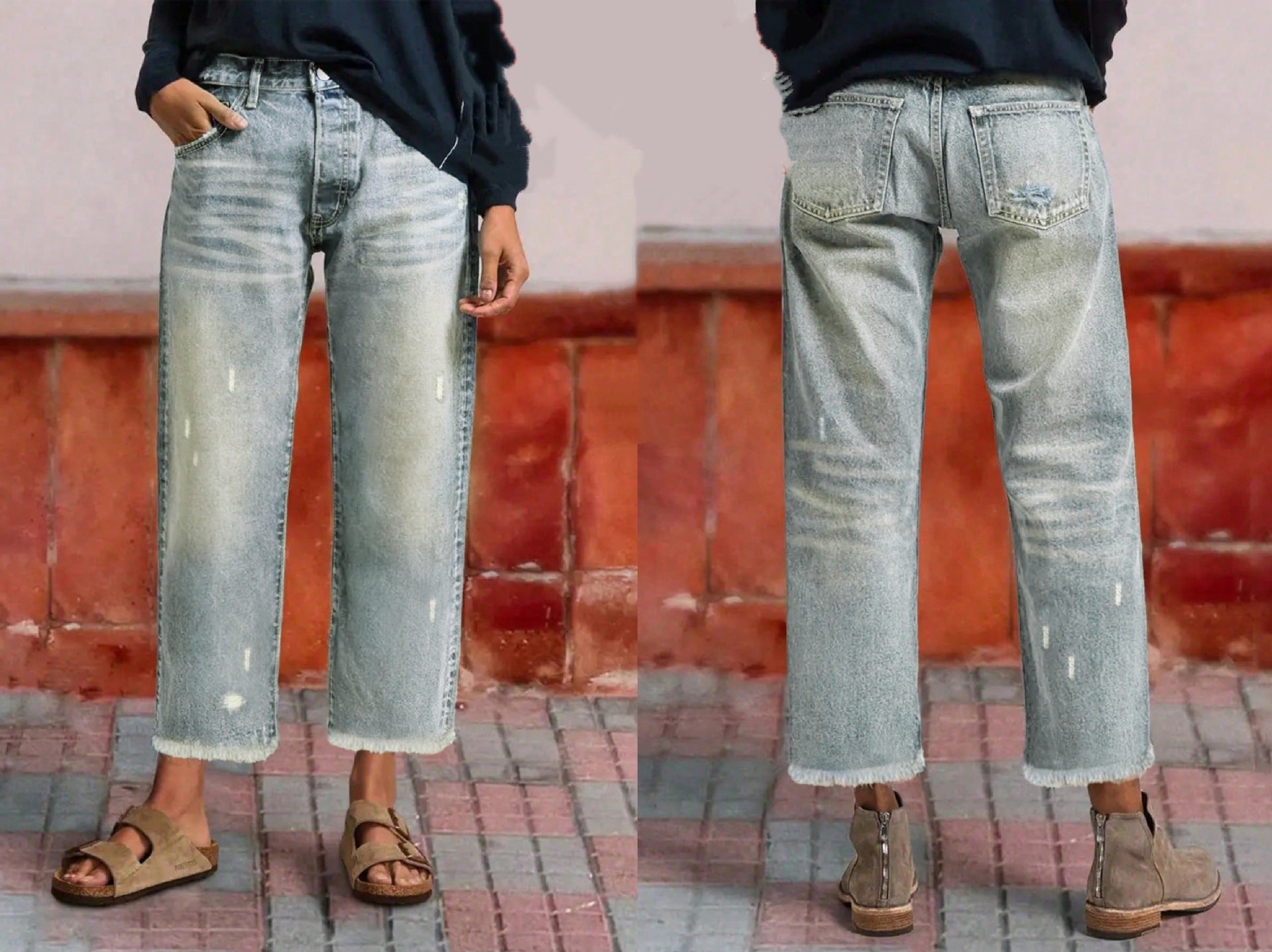 ✨ Retro Cropped Straight Leg Jeans