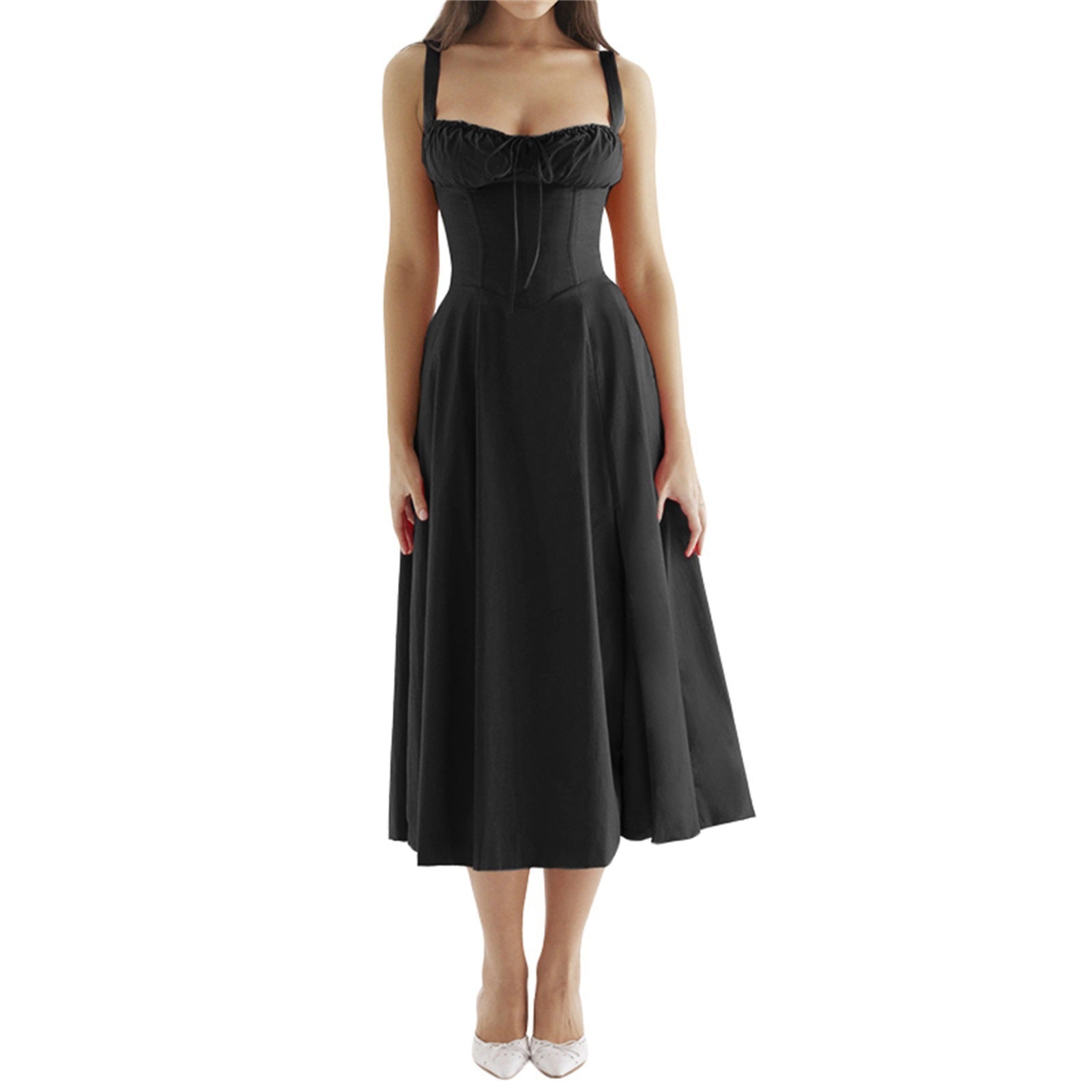 🔥 64% OFF Spaghetti Strap Square Neck A-Line Flowy Sundress