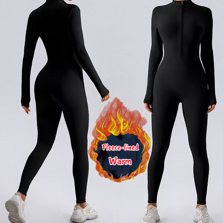 🔥 Fleece Half-Zip Active Jumpsuit