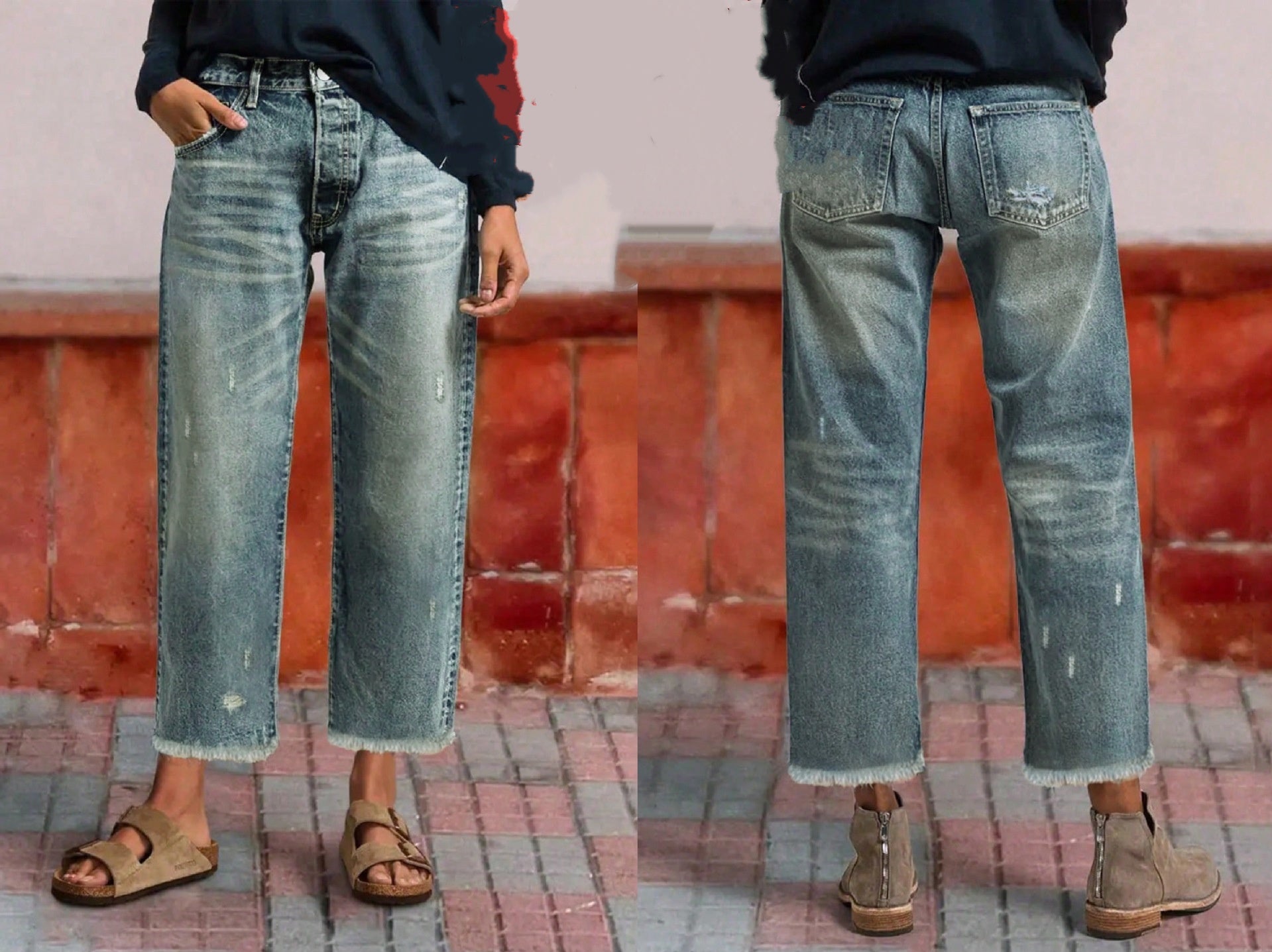 ✨ Retro Cropped Straight Leg Jeans