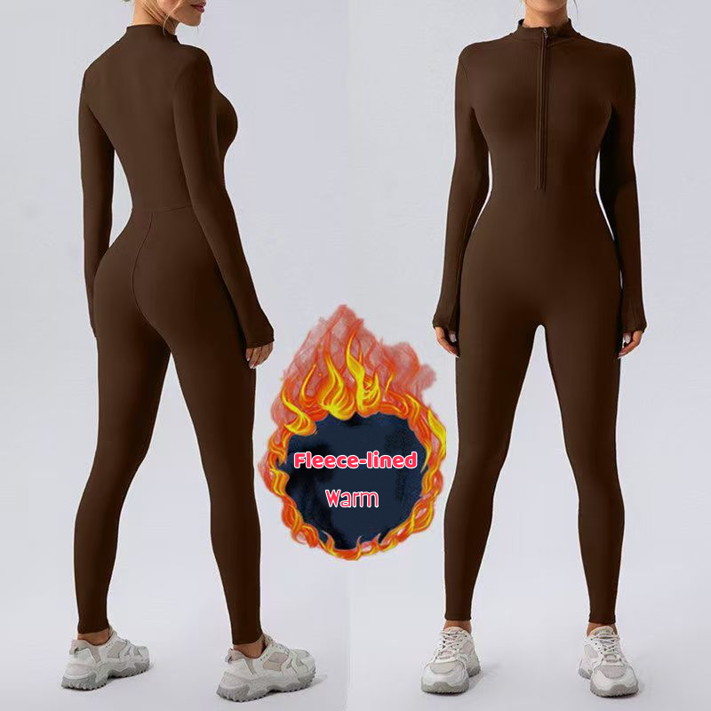 🔥 Fleece Half-Zip Active Jumpsuit