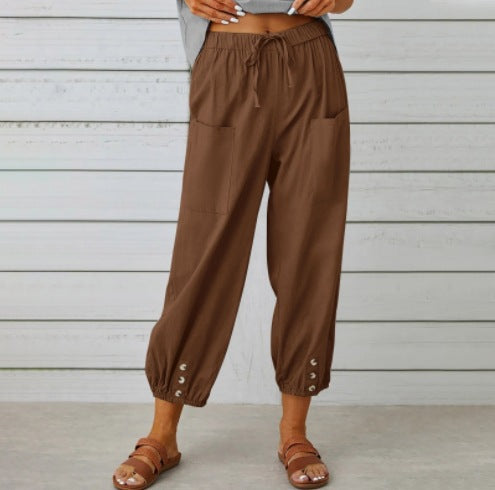 👖 50% OFF NOW! ✨ Women's Capri Pants – Wide Leg Drawstring – Comfy Fit, Casual Style & Elastic Waist