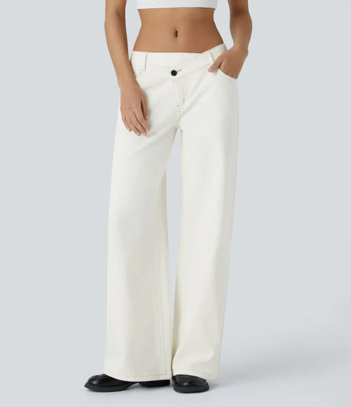 Asymmetric Low Rise Wide Jeans👖
