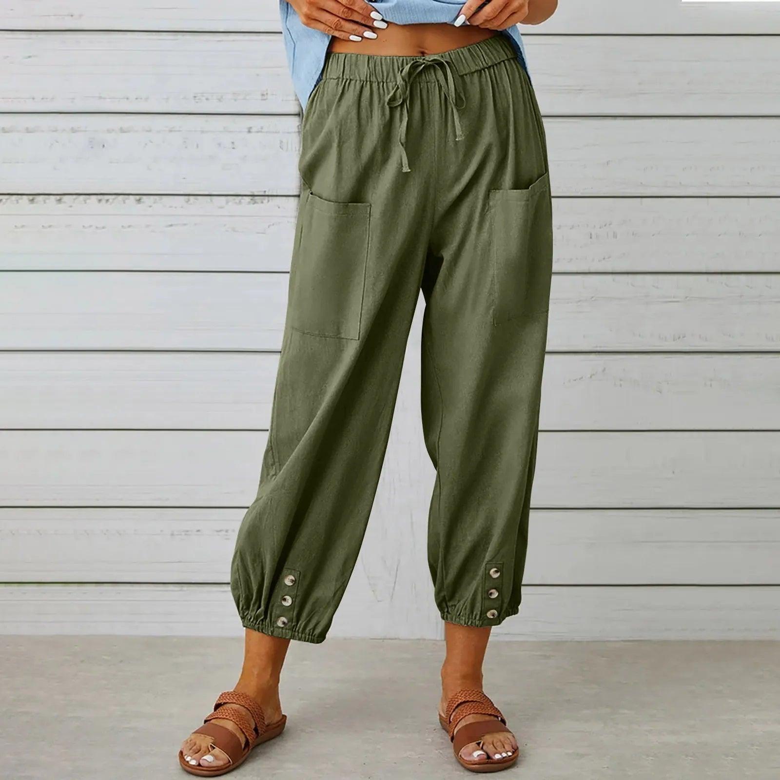 👖 50% OFF NOW! ✨ Women's Capri Pants – Wide Leg Drawstring – Comfy Fit, Casual Style & Elastic Waist