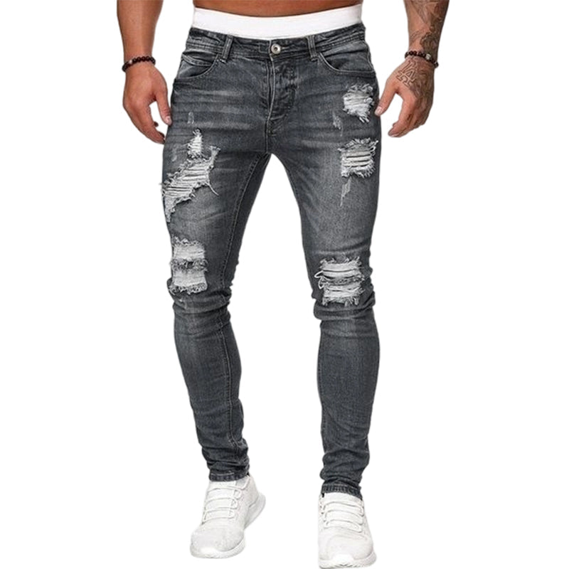 👖59% OFF! 🔥 Stylish Distressed Skinny Jeans for Men – Slim Tapered Fit, Breathable Cotton & Edgy Ripped Details