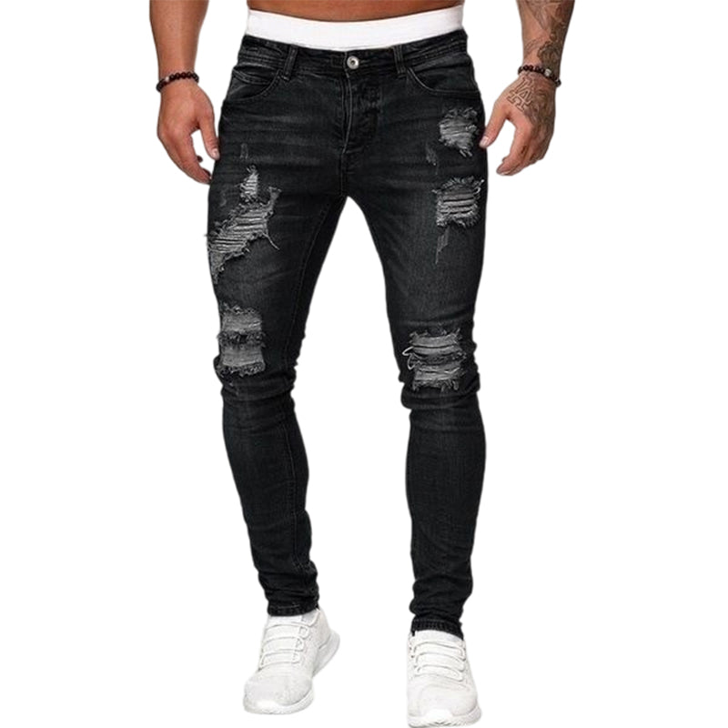 👖59% OFF! 🔥 Stylish Distressed Skinny Jeans for Men – Slim Tapered Fit, Breathable Cotton & Edgy Ripped Details