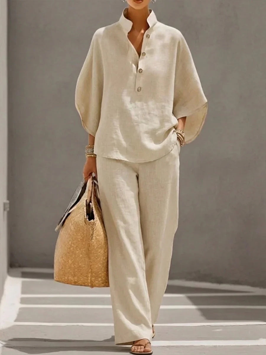 🔥Minimalist Neutral Linen Matching Set