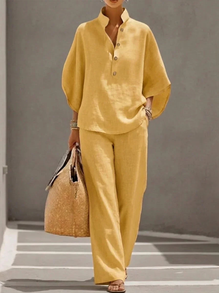🔥Minimalist Neutral Linen Matching Set