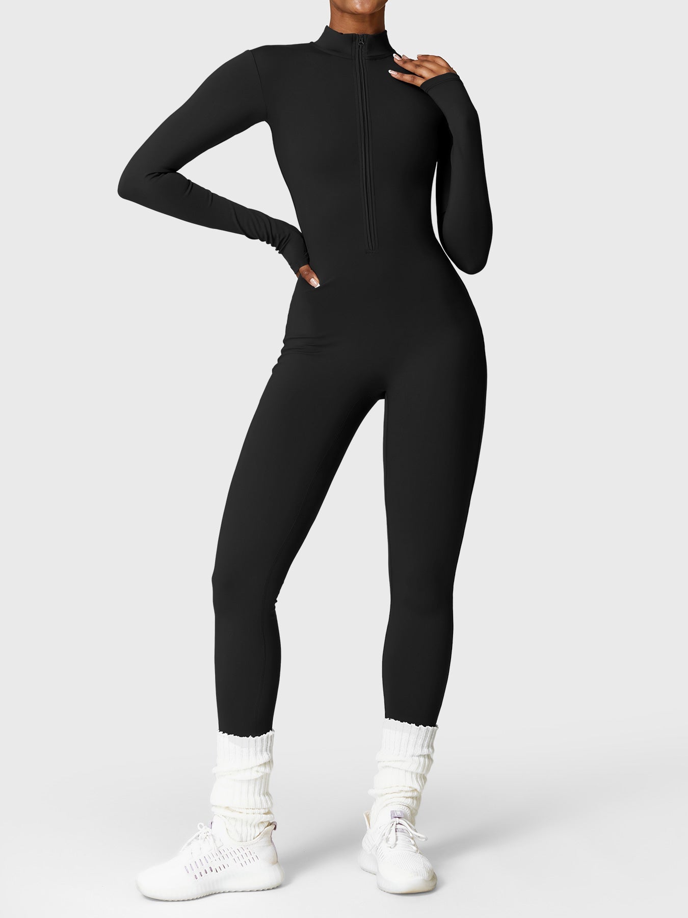 🔥 Fleece Half-Zip Active Jumpsuit