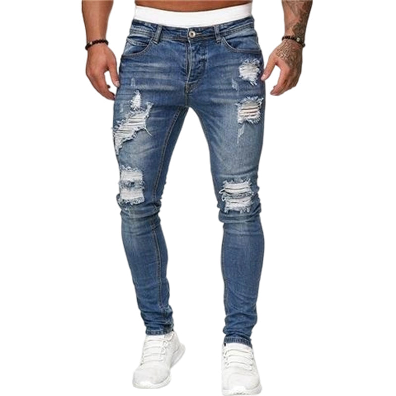 👖59% OFF! 🔥 Stylish Distressed Skinny Jeans for Men – Slim Tapered Fit, Breathable Cotton & Edgy Ripped Details