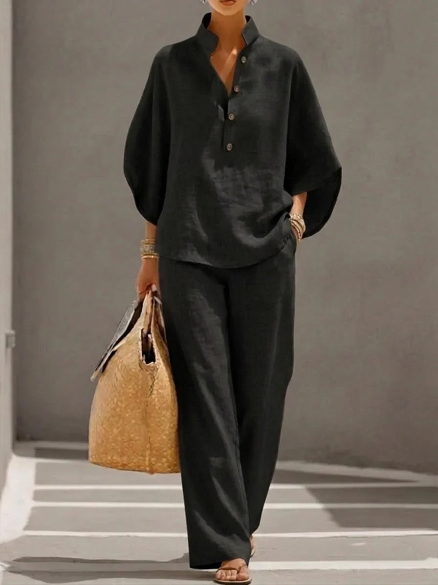 🔥Minimalist Neutral Linen Matching Set