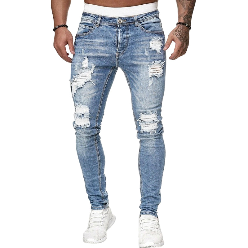 👖59% OFF! 🔥 Stylish Distressed Skinny Jeans for Men – Slim Tapered Fit, Breathable Cotton & Edgy Ripped Details