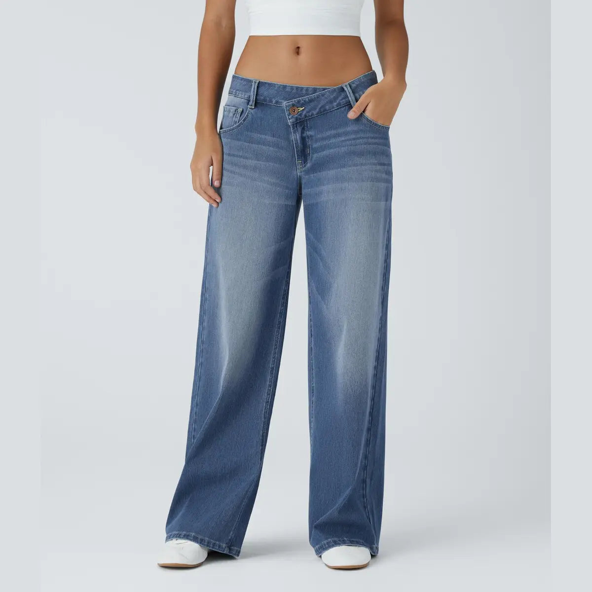 Asymmetric Low Rise Wide Jeans👖