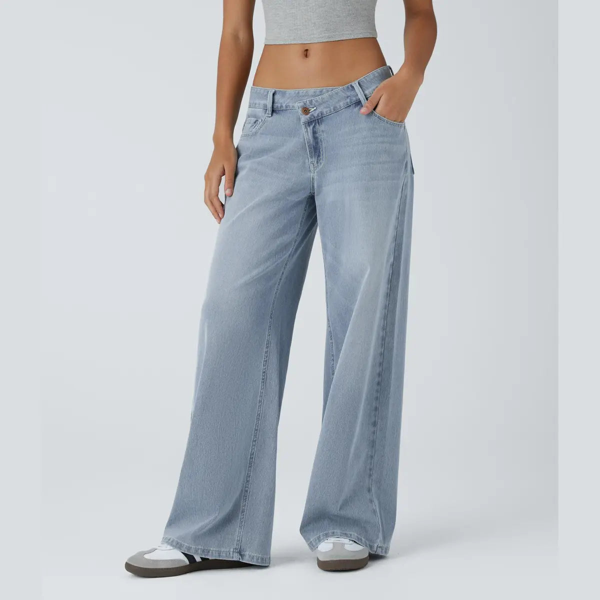 Asymmetric Low Rise Wide Jeans👖