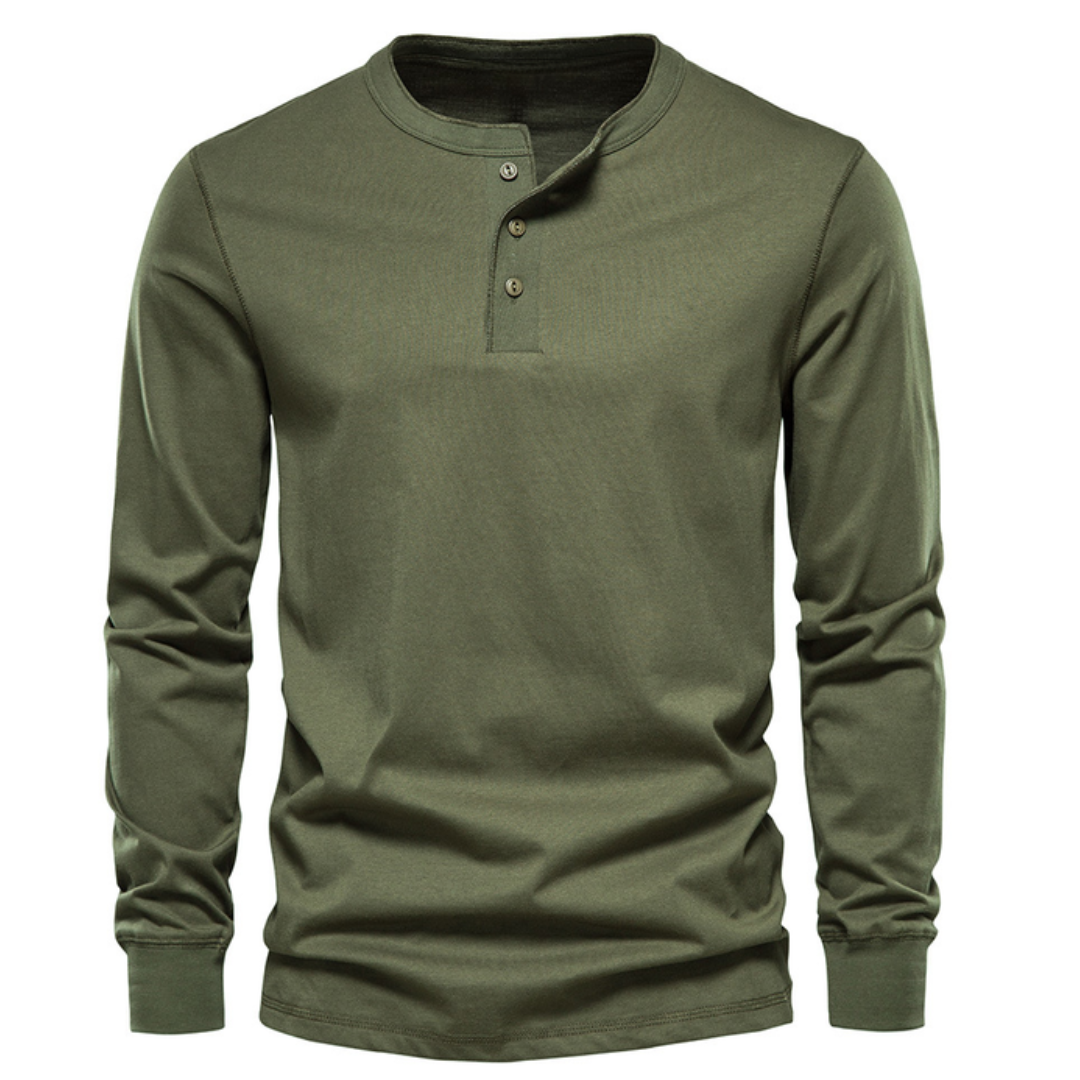 🔥Men's Classic Henley Long Sleeve Shirt, Casual Slim Fit Button Crew Neck Tee