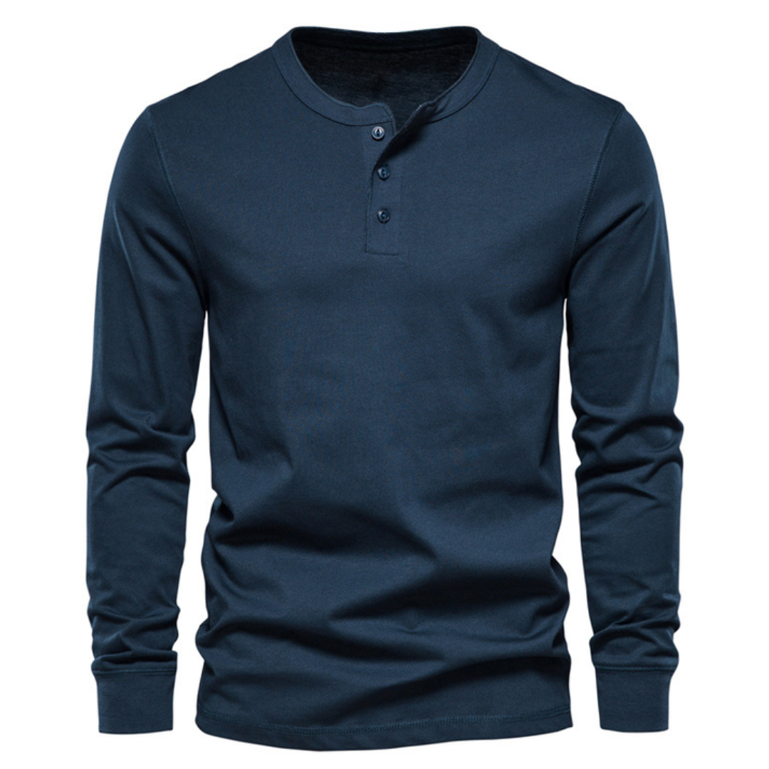 🔥Men's Classic Henley Long Sleeve Shirt, Casual Slim Fit Button Crew Neck Tee