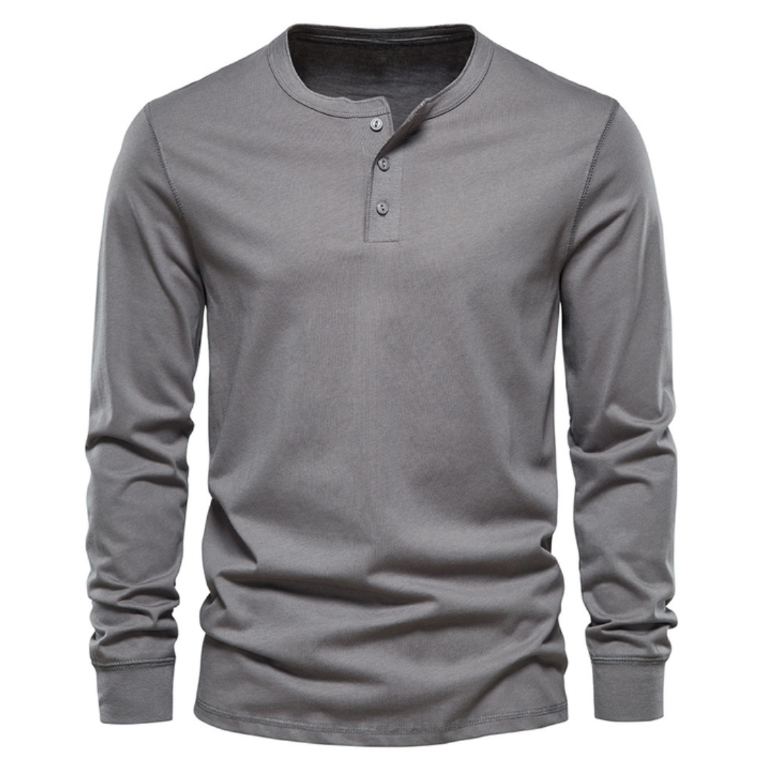 🔥Men's Classic Henley Long Sleeve Shirt, Casual Slim Fit Button Crew Neck Tee