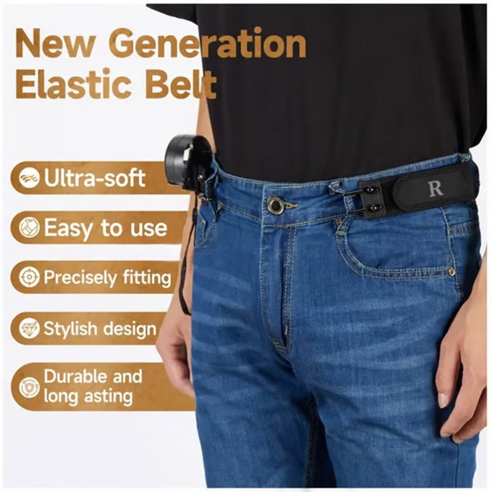 ⏰ LAST DAY SALE! Metal Hook Tactical Elastic Belt No Buckle Invisible Design | Soft Adjustable Side Tactical Belt