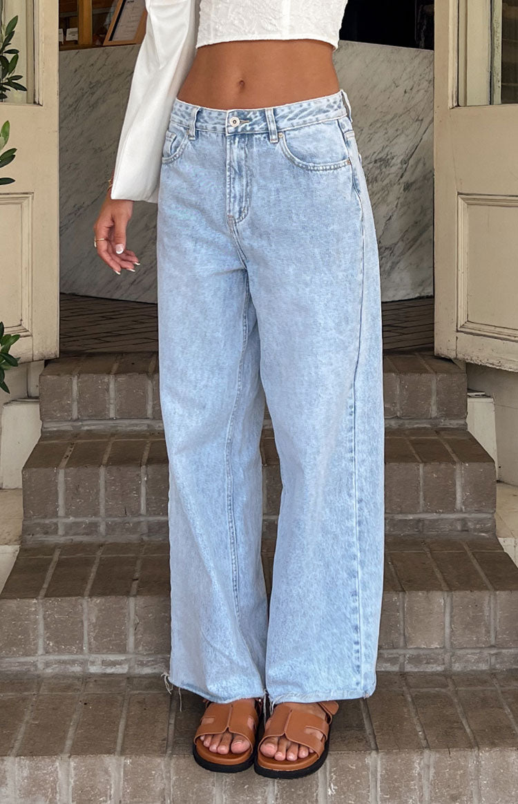 🔥Light Wash Denim Wide Leg Boyfriend Jeans