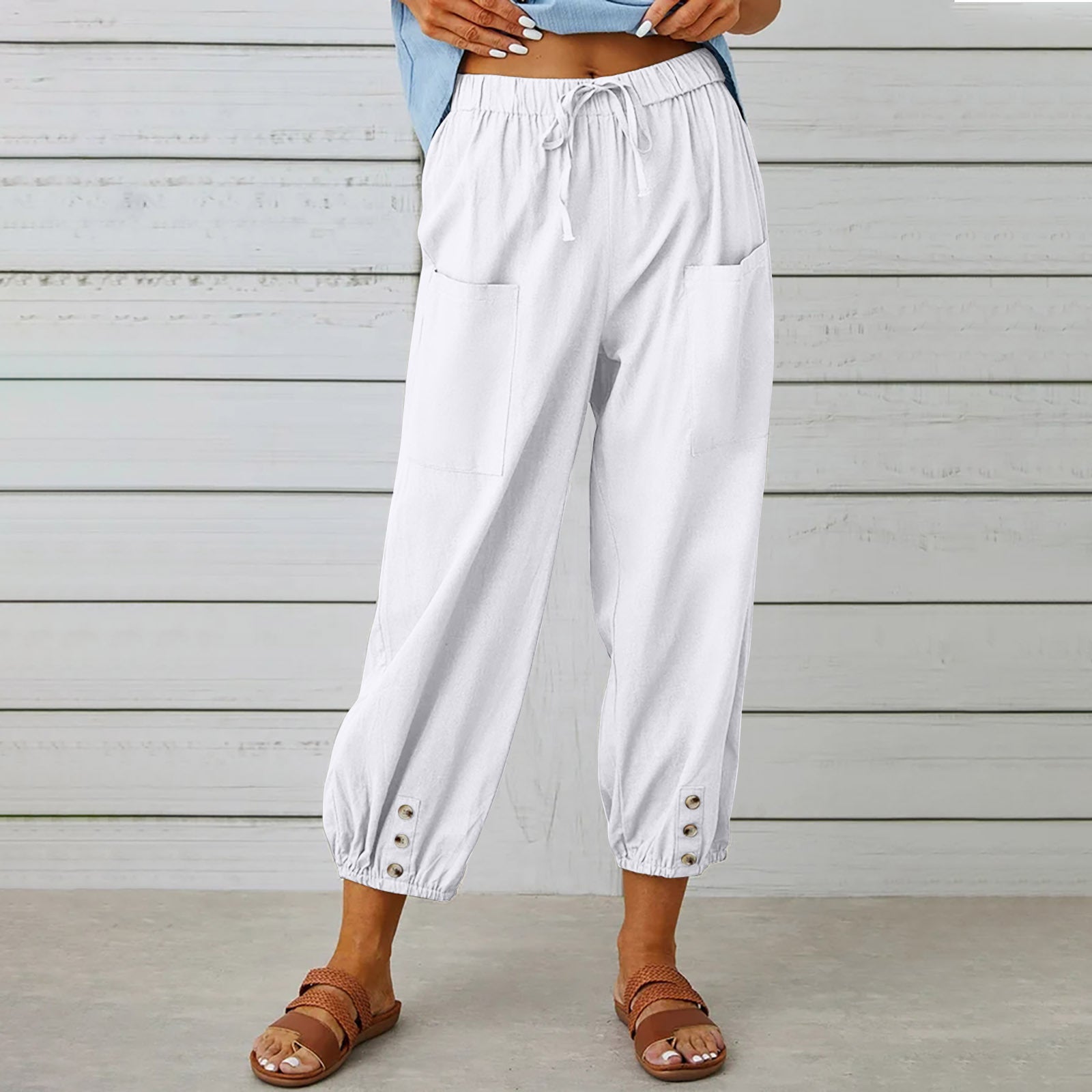 👖 50% OFF NOW! ✨ Women's Capri Pants – Wide Leg Drawstring – Comfy Fit, Casual Style & Elastic Waist