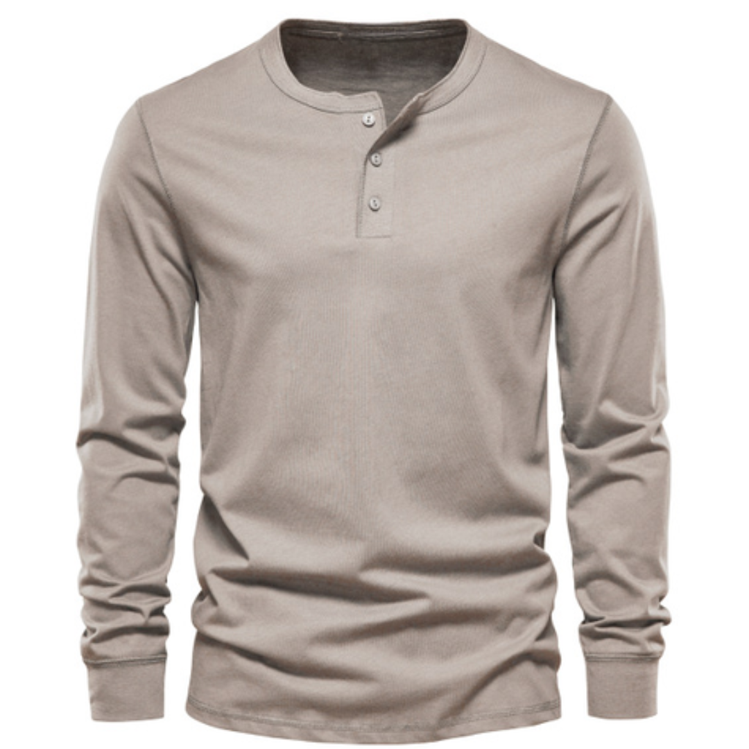 🔥Men's Classic Henley Long Sleeve Shirt, Casual Slim Fit Button Crew Neck Tee