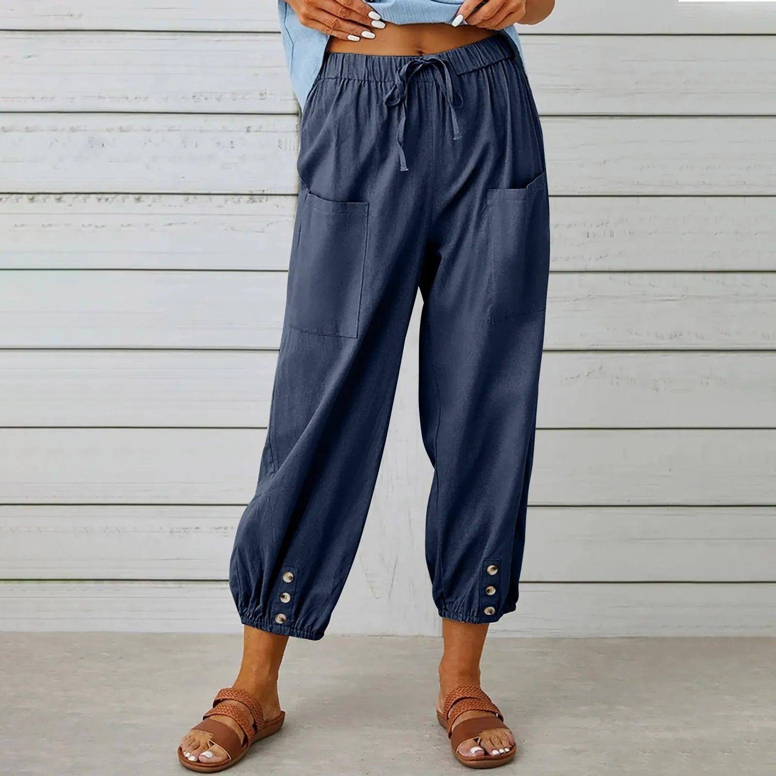 👖 50% OFF NOW! ✨ Women's Capri Pants – Wide Leg Drawstring – Comfy Fit, Casual Style & Elastic Waist