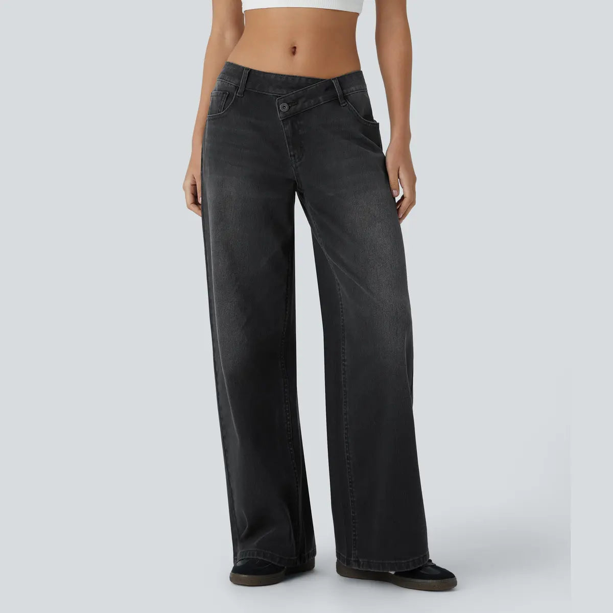 Asymmetric Low Rise Wide Jeans👖