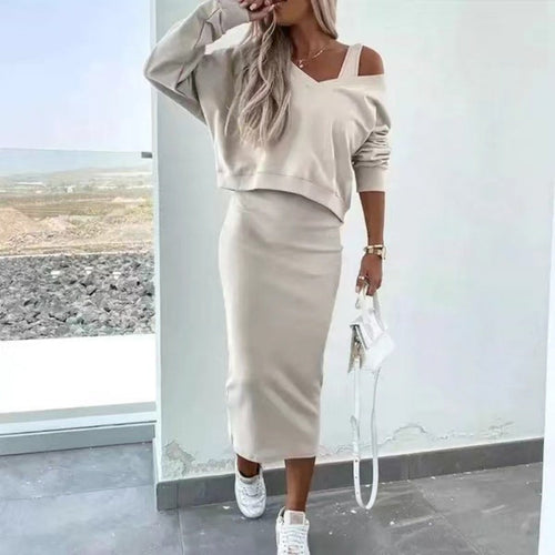 50% OFF💥Women's 2-Piece Set Sleeveless Dress & Loose V-Neck Pullover