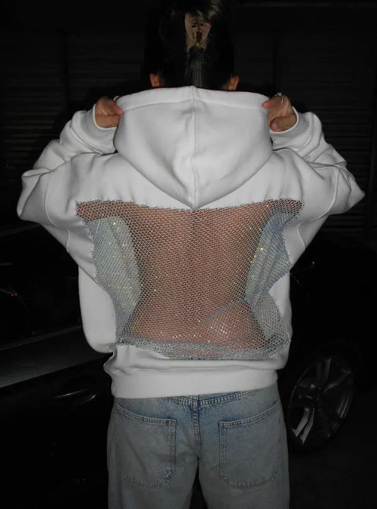 🔥CrystalMesh Cozy Cutout Mesh Hoodie