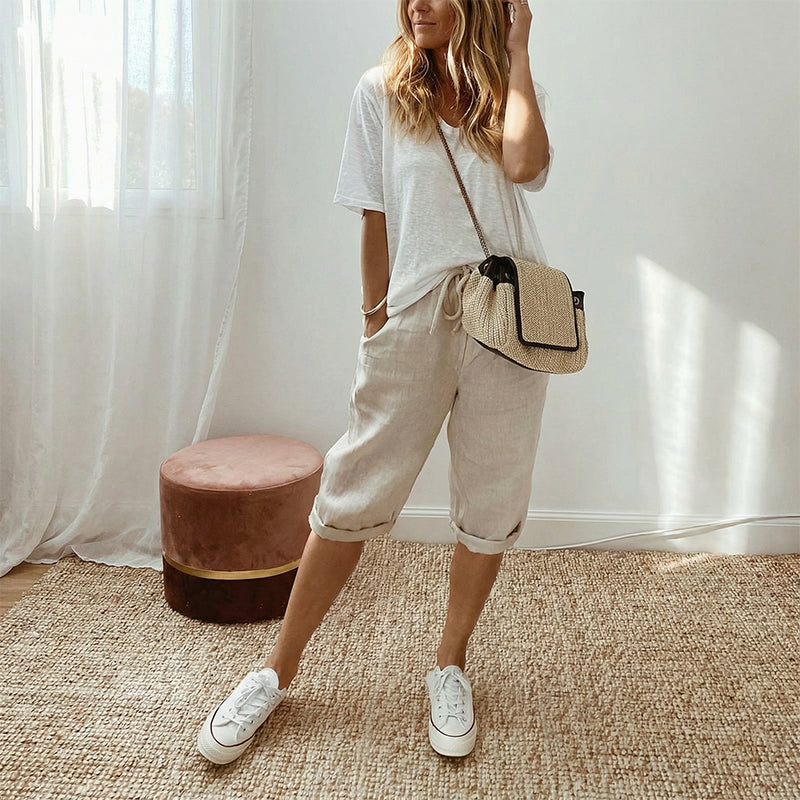 Everyday Lightweight Linen Comfort Capris