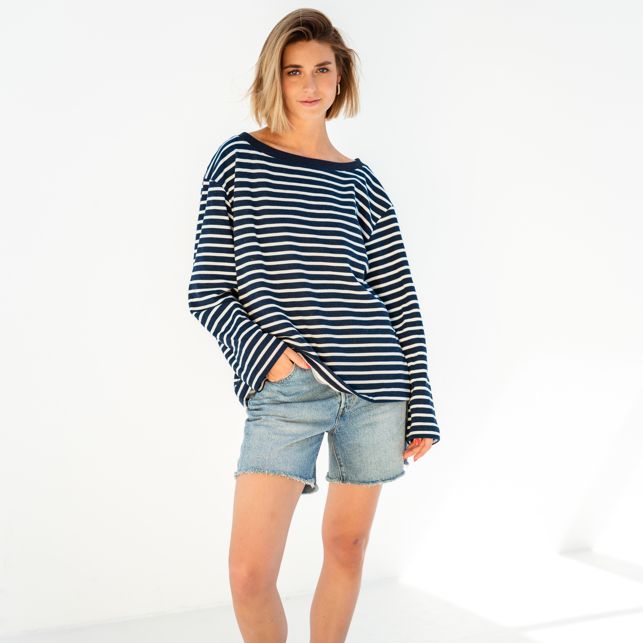🔥 Oversized Stripe Sweatshirt  ☁️ Fashion Daily Wear