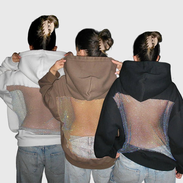 CrystalMesh Cozy Cutout Mesh Hoodie