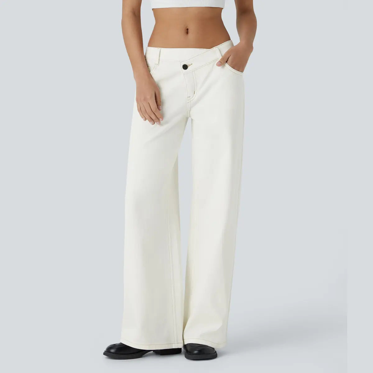 Asymmetric Low Rise Wide Jeans👖