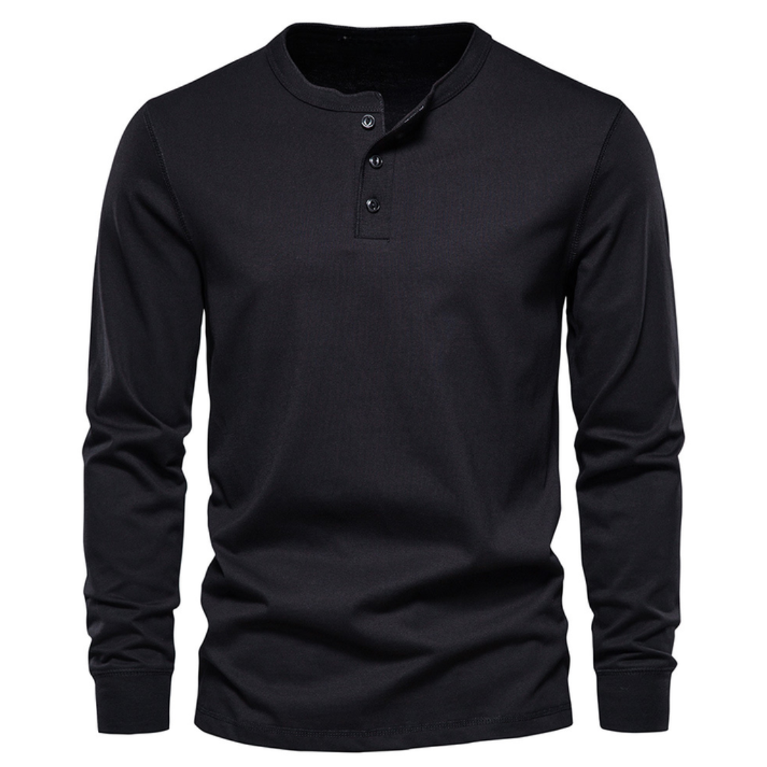 🔥Men's Classic Henley Long Sleeve Shirt, Casual Slim Fit Button Crew Neck Tee