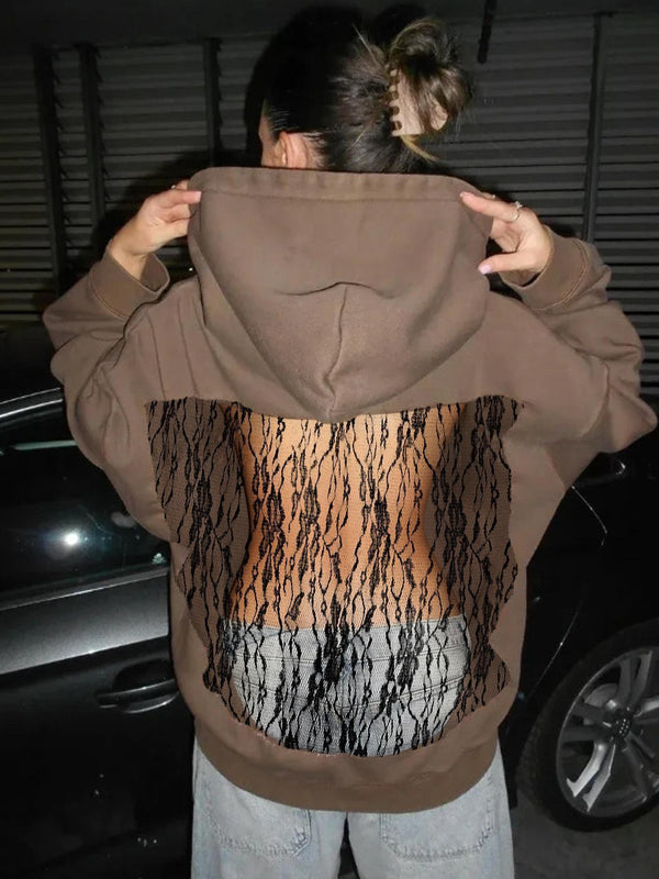 CrystalMesh Cozy Cutout Mesh Hoodie