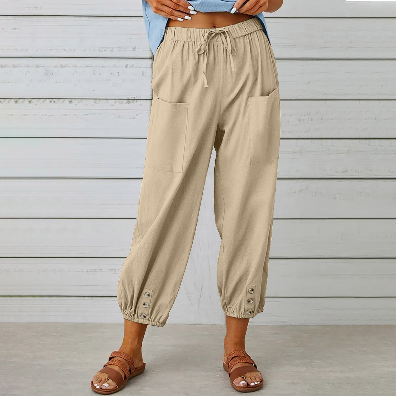 👖 50% OFF NOW! ✨ Women's Capri Pants – Wide Leg Drawstring – Comfy Fit, Casual Style & Elastic Waist